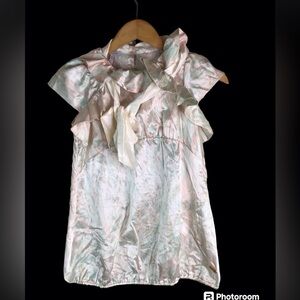 Roberto Cavalli Ruffle Bow Silk Blend Top, XS, NWT